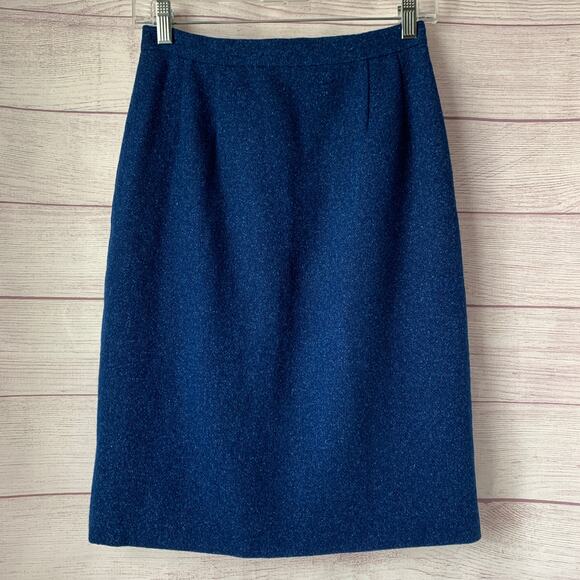 Vintage Blue Pencil Skirt Knee Length and back Zipper Closure - Picture 1 of 16
